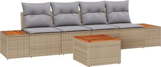 vidaXL Garden Sofa Set with Cushion 5 pcs Beige Poly rattan vidaXL