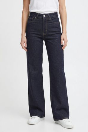 Only High-waist-Jeans ONLY ONLMADISON BLUSH HW WIDE DNM REA024 NOOS, Damen, Gr. XL (42), L&auml;nge 32, dunkelblau denim detail:rinse, Denim/Jeans, Obermaterial