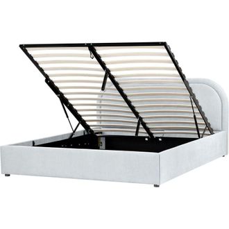 Beliani Letto contenitore moderno EU Matrimoniale 160 x 200 cm Tessuto Azzurro Quillien