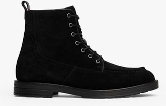 Tommy Hilfiger Mens Water-Repellent Suede Lace-Up Boot - Black - US 11.5 / EU 45