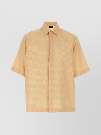 Fendi linen blend ff jacquard oversized short-sleeve shirt