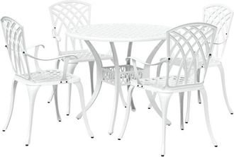 vidaXL Garden Dining Set 5 pcs White Aluminium vidaXL