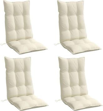 vidaXL Vidaxl - Cojines de silla respaldo alto 4 uds tela Oxford color crema