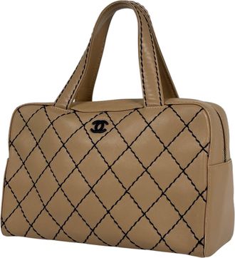 Chanel Beige Leather Handbag Tote Bag (Pre-Owned)