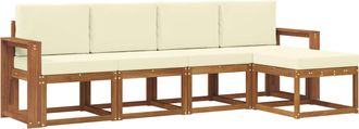 vidaXL Conjunto De Sof&aacute;s De Exterior 5 Uds. Natural Y Crema Vidaxl