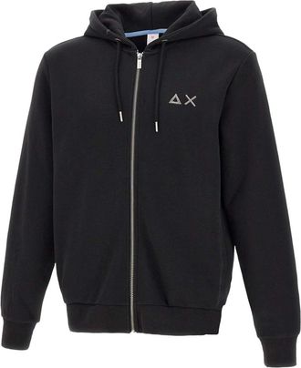 Sun 68 Zip-throughs, male, Black, Size: 3XL Black Cotton Sweatshirt with Hood