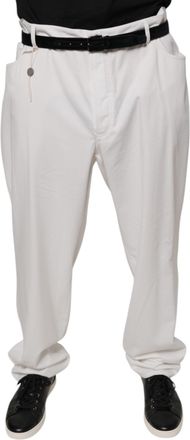 Brunello Cucinelli White Cotton Men Dress Tapered Pants