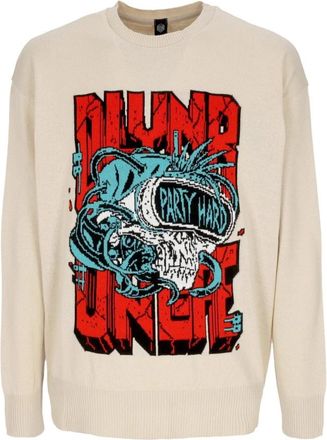 Dolly Noire Skull Party Lichtgewicht Sweater Beige Moonlight - Heren - Ronde hals truien - Beige - S - Truien & Vesten