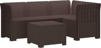 vidaXL Sof&aacute; De Jard&iacute;n Para 4 Personas Con Dise&ntilde;o De Rattan Pp Marr&oacute;n Vidaxl