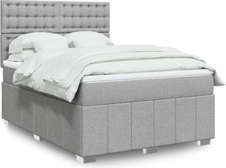 vidaXL Vidaxl - Cama Box Spring Con Colch&oacute;n Tela Gris Claro 160x200 Cm