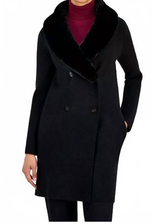Elie Tahari Faux Fur Shawl Collar Jacket In Black