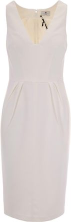 Elisabetta Franchi Sleeveless Crepe Dress with Origami-Inspired Darts