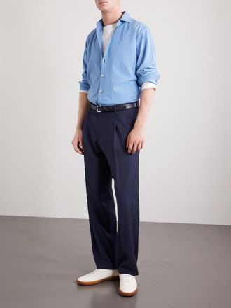 Boglioli Straight-Leg Pleated Wool-Blend Trousers