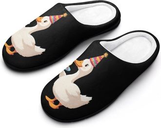 Generic Ducks with Birthday Cakes Slippers Men Winter Warm Cotton Anti-Slip Indoor Slip-Ons House Shoes
