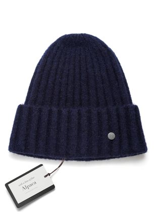 Pearlwood Strickm&uuml;tze PEARLWOOD JANNE, blau (nightblau), Grobstrick, Materialmix, unifarben, M&uuml;tzen Strickm&uuml;tze, in breiten Rippen gestrickt, breiter Umschlag, 