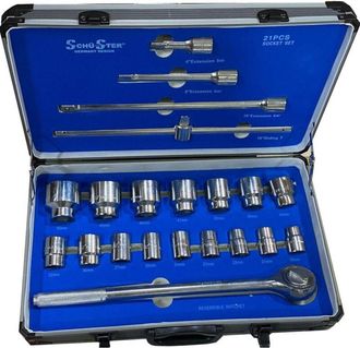 Trade Shop Trade Shop - Chiavi Bussole Grandi Kit 21 Pezzi Pz Da 19 A 50 Mm Cricchetto Camion Trattore