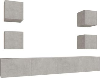 vidaXL Vidaxl - 6 Piece tv Cabinet Set Concrete Grey Engineered Wood