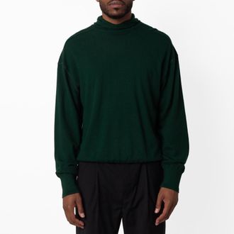 Burberry Logo-Embroidered Wool Hoodie, Size X-Large