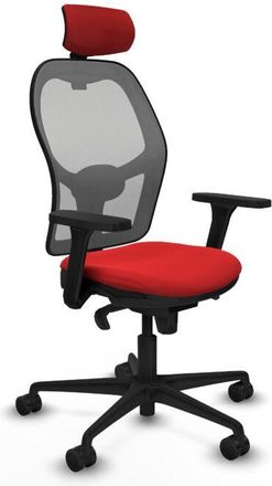 Piqueras y Crespo Piqueras Y Crespo - Jorquera Sincro Malla Gris Similpiel Rojo Brazos 3d Base Nailon Cabecero 2d Ruedas 65mm Nailon