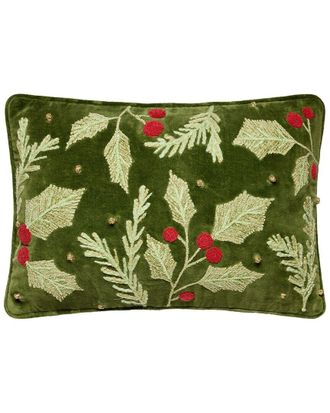 Peking Handicraft Holly Embroidered Pillow