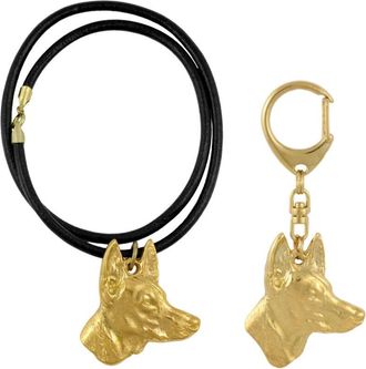 OEM Pharaoh Hound, Galgo Malt&eacute;s - Llavero Y Collar Con Perro En Caja, Producto Ba&ntilde;ado En Oro De Alta Calidad, Marca Art-dog