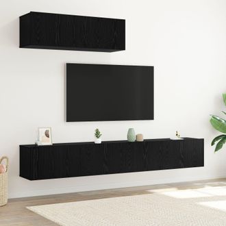 Berkfield Home 3 Piece TV Cabinet Set Wall-Mounted Black Oak Engineered Wood