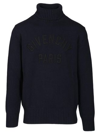 Givenchy Cotton Turtleneck Sweater Knitwear Blu-Uomo