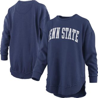Pressbox Womens Pressbox Navy Penn State Nittany Lions Melange Poncho Vintage Fleece Long Sleeve Pullover Sweatshirt at Nordstrom, Size Medium