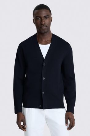 Moss Navy Four Button Cardigan