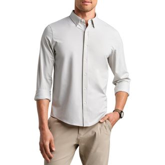 Rhone Commuter Classic Fit Stretch Button-Up Shirt in Gray Stone Oxford at Nordstrom Rack, Size X-Large