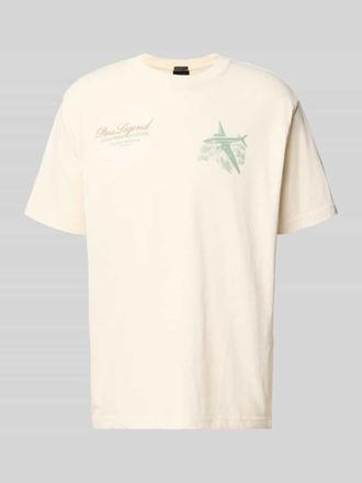 PME Legend Relaxed Fit T-Shirt mit Label-Prints und Rundhalsausschnitt in Beige, Gr&ouml;&szlig;e XXXL