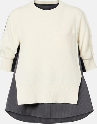 sacai Striped layered wool sweater