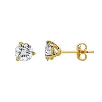 LuvMyJewelry Isuma 1 Ct TW Lab Grown Round Diamond Studs Non Certified Martini 14K Gold Earrings