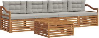 vidaXL Conjunto De Sof&aacute;s De Exterior 5 Uds. Gris Natural Y Claro Vidaxl