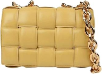 Bottega Veneta Pre-owned Cross Body Bags, female, Yellow, Size: ONE SIZE Pre-owned Padded Cassette Chain Shoulder Crossbody Bag