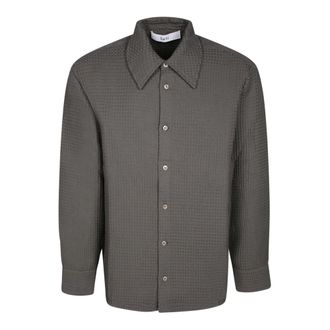 S&eacute;fr Klassiek Wafelstof Shirt - Heren - Casual Overhemden - Groen - S - Overhemden