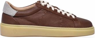Eleventy Brown Men Leather Sneakers