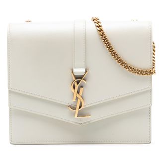 Saint Laurent Pre-owned Womens Medium Leather Monogram Sulpice Crossbody - Light Grey - One Size