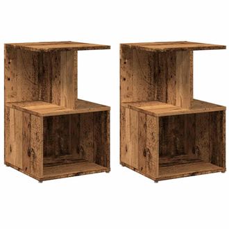 vidaXL Vidaxl - Mesitas Noche 2uds Madera Contrachapada Madera Vieja 35x35x55cm