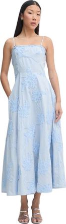 Rotate Flared Midi Dress - Dames - Maxi kleedjes - Blauw - XS - Katoen - Kleedjes