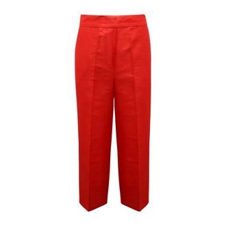 Emma & Gaia Shantung Zijde Broek - Dames - Straight fit broeken - Rood - 2XS - Broeken