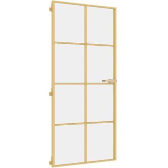 vidaXL Vidaxl - Puerta De Interior Dorada Vidrio Templado Y Aluminio 93x201,5cm