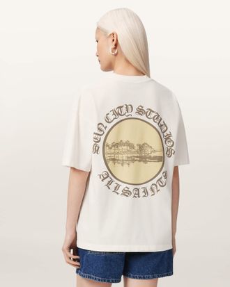 AllSaints Cotton Sun City Etta Oversized Graphic T-Shirt, Size: XS