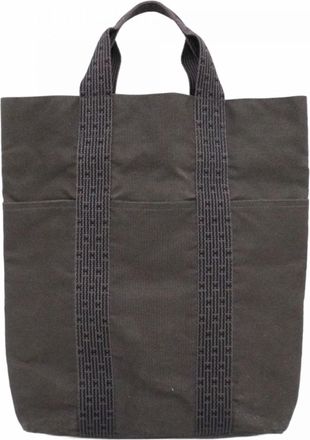 Herm&egrave;s Gray Canvas Tote Bag (Pre-Owned)