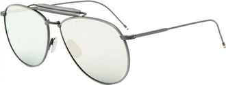 Thom Browne Womens TB-015-LTD-BLK-GRY-62 TB LTD 015 62 BLK GRY Sunglasses - Charcoal - One Size