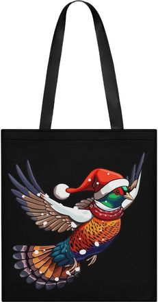 Generic Pheasant Santa Hat Christmas Tote Bag for Women Men Shoulder Bags Purses Pouch Handbags