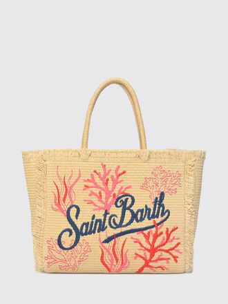 MC2 Saint Barth Borsa Vanity in rafia con logo ricamato