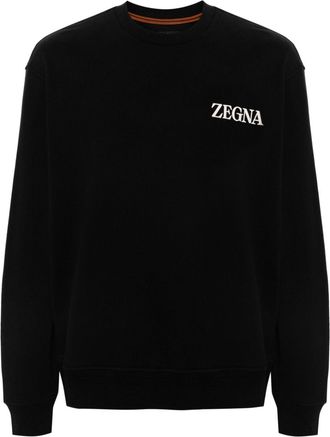 Ermenegildo Zegna logo-appliqué sweatshirt - men - Cotton - 54 - Black
