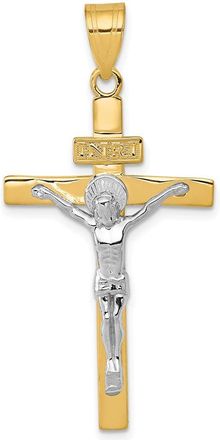 Diamond2Deal 14k Two-tone Gold INRI Crucifix Pendant