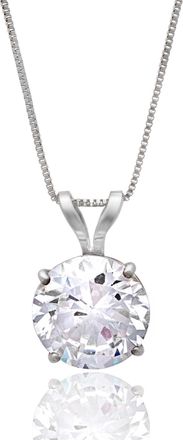 MAX + STONE 14k Yellow or White Gold Round Cubic Zirconia Pendant Necklace 5mm to 10mm